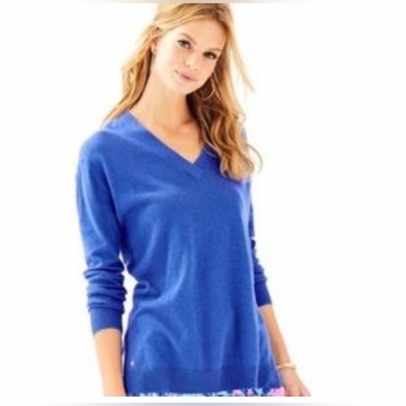 Lilly Pulitzer Sweaters - Lilly Pulitzer Blaine Tunic Sweater in Bekon Blue Linen / Cotton Blend Medium